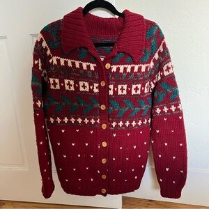 Handknitted Chunky Holiday Festive Cardigan Sweater Knit